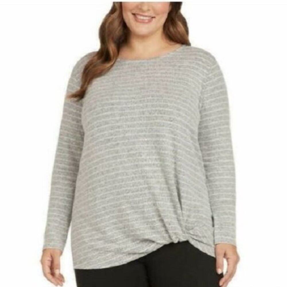 MAX & MIa Women's Long Sleeve Cozy Twist Front Tunic - Small
